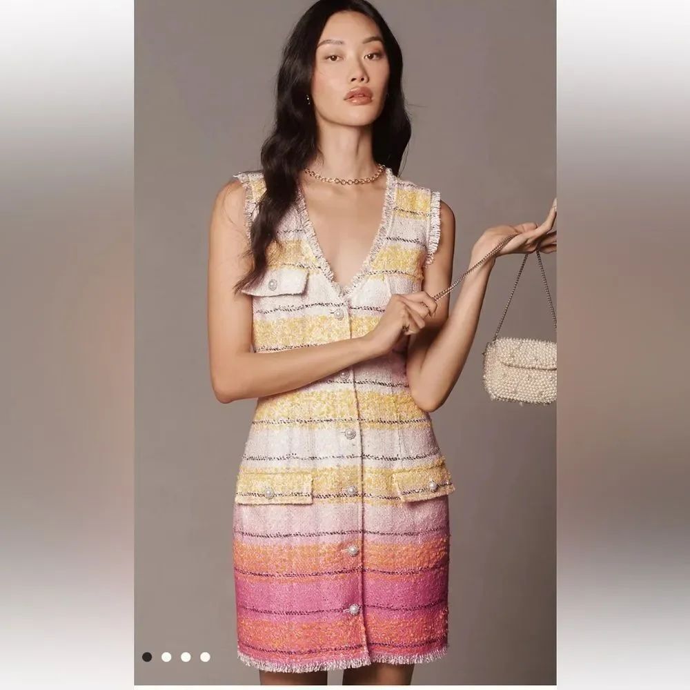Anthropologie Maeve Sleeveless Tweed Mini Dress